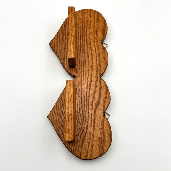 Vintage Double Heart Wall Shelf Display Countrycore Rustic Farmhouse Oak - Picture 2 of 5